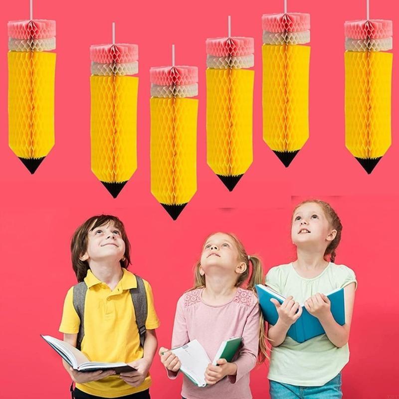 Pack of 6 School Commencement Swirls Ornament Eye Catching Classroom Ceiling and Window Decoration Party Supplies X3UC