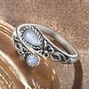 Women Moonstone Ring,Adjustable Ring,boho,vintage,spoon Ring,butterfly,synthetic Stone,gift