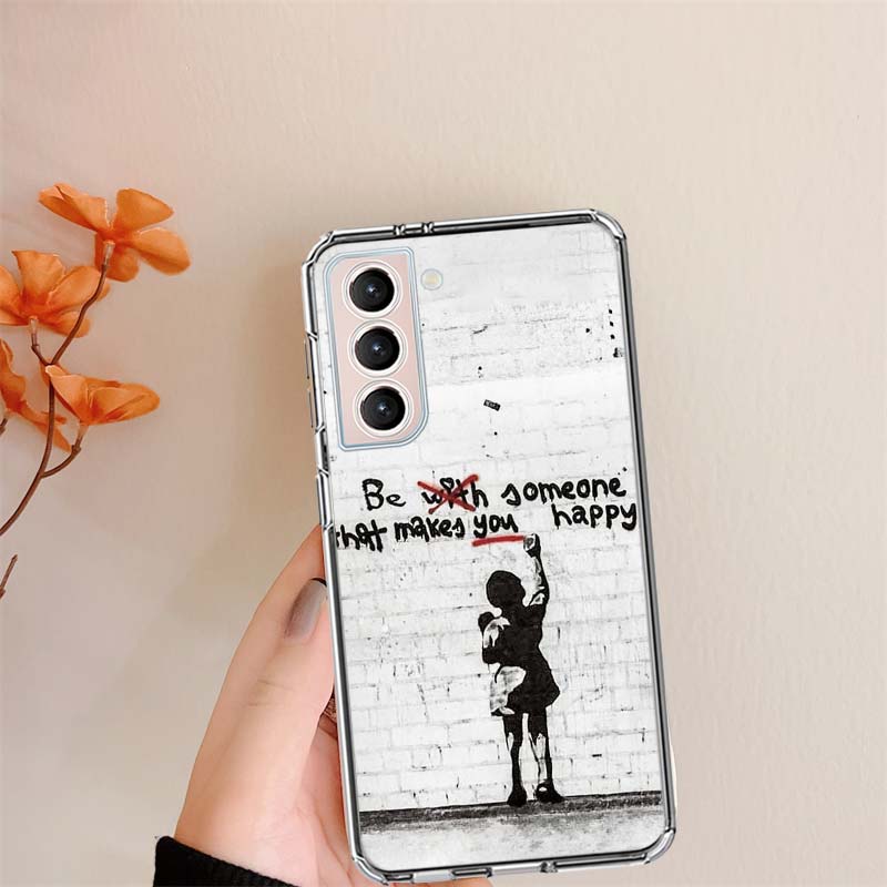 Street Art Banksy Graffiti Phone Case For Samsung S24 FE Galaxy S22 Ultra S25 Edge S21 S23 FE S20 Plus Cover Shell Coque Clear S