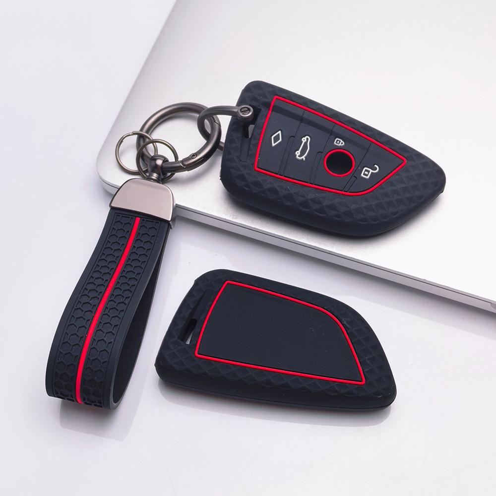 Key Cover for BMW i5 X1 X2 X3 X4 X5 X6 X7 XM with Keychain Anti-Scratch Guard Shockproof Protection Soft Grip Texture Responsive Button Touch