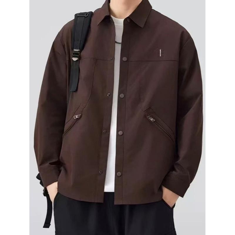 2025 Autumn Men's Japanese Retro Workwear Jacket: Casual Trendy Lapel Outerwear with High-End Feel