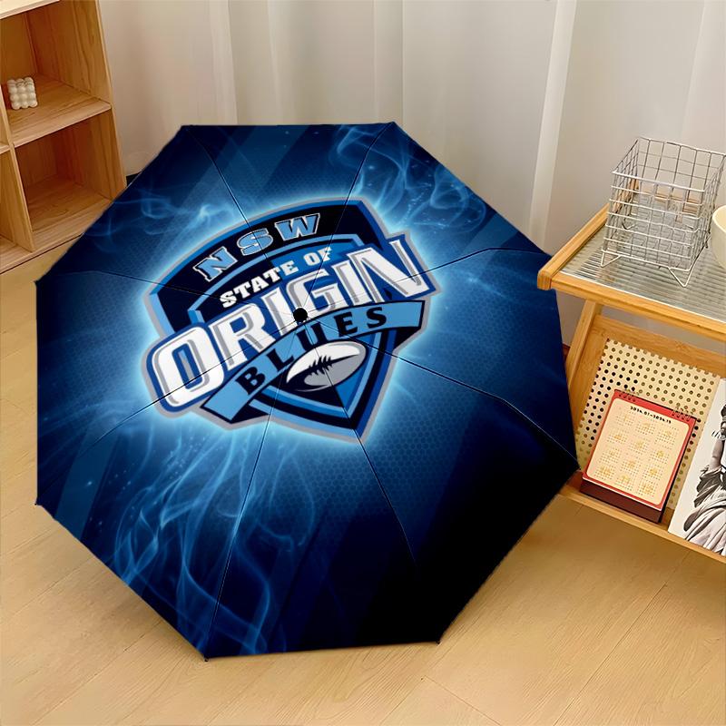 NSW Blues Print Auto 8?Ribs Folding Umbrella Wind Resistant Lightweight Automatic Umbrella For Daily Travel