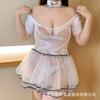Sexy Large Size Transparent See-through Maid Underwear Set Cute Women's Short-sleeved Onesie