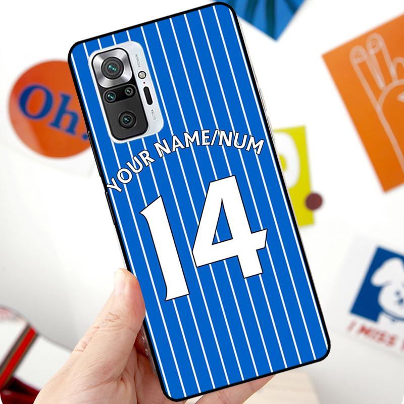 Personalised Football Number Strips Case For Xiaomi Redmi Note 12 Pro 11 8 9 10 Pro 9S 10S 11S 12S Redmi 12C 10C 9C 10A Cover