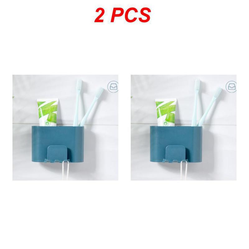 Toothbrush Holder Punch-free Wall-mounted Toothbrush Holder Shaver Toothpaste Mouthwash Cup Storage Rack Bathroom Accessories