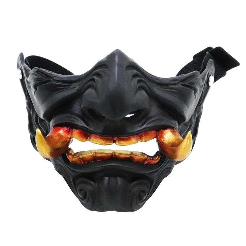 Halbgesichts Japanische Oni Hannya Maske Halloween Cosplay Cyberpunk Kostüm Requisite