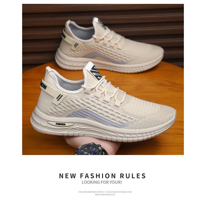 Men's Summer Fly Knit Sports Casual Shoes, Hollow Out Breathable Mesh Running Sneakers, Versatile Athletic Footwear for Men