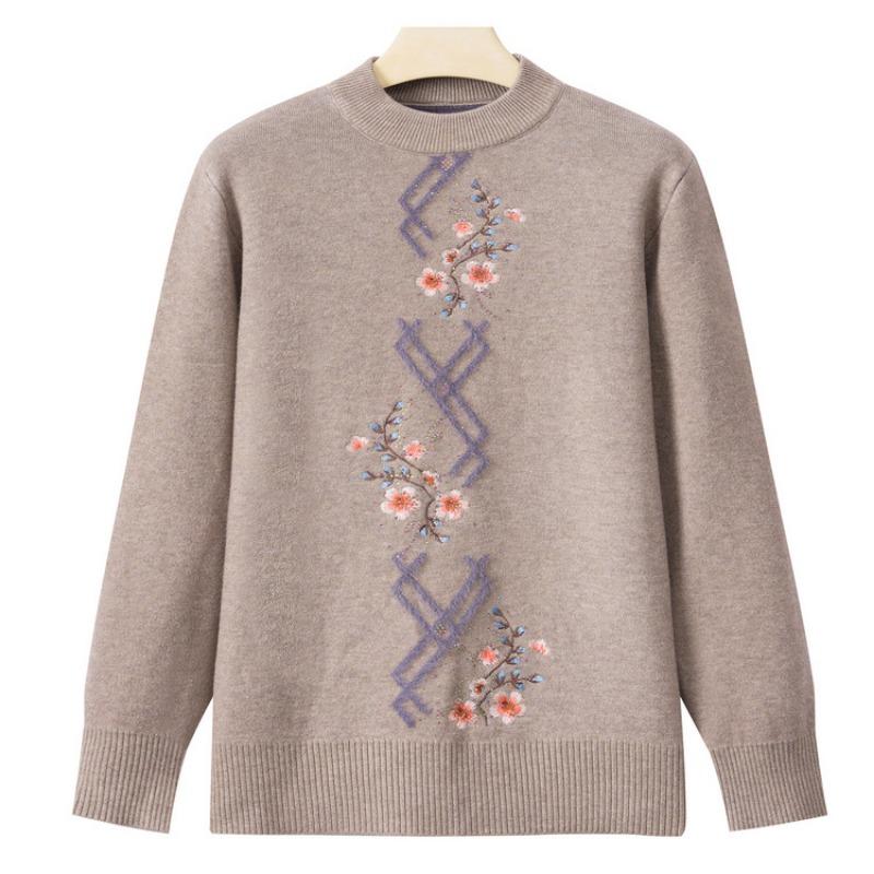 

Зимняя одежда для среднего и пожилого возраста, новый свитер женский, бабушкин флис, теплый вязаный свитер, мамин утолщенный топ, свободный