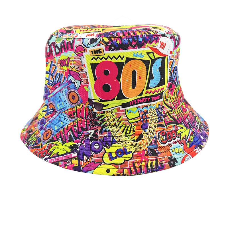 Graffiti Fisherman Hat: Retro, Double-Sided Sun Protection for Men & Women - All-Match Hip-Hop Bucket Style