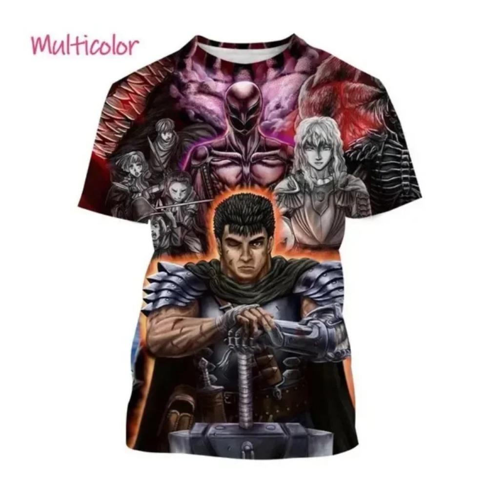 Anime Berserker 3D Printing  Anime Casual Street Style Hip Hop Short Sleeve Man