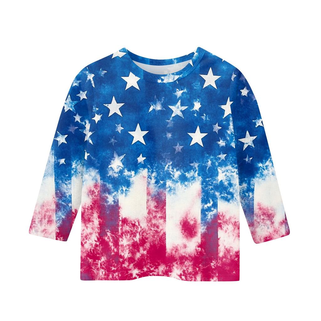 Children's Fashion Printed Round Neck Three-quarter Sleeve Top Casual T-shirt