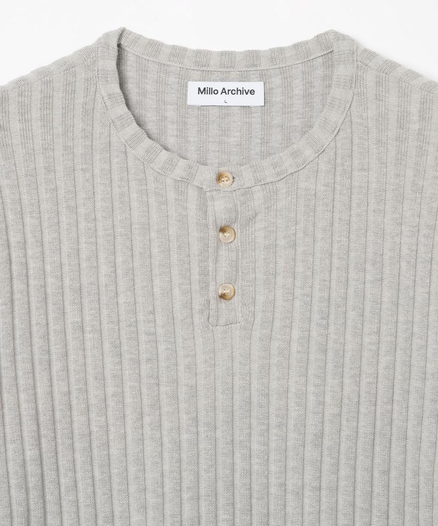 MILLO ARCHIVE Draft Henley Neck Knit [Gray]