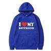 I Love My Boyfriend Girlfriend Printed Hoodie Couple Fashion