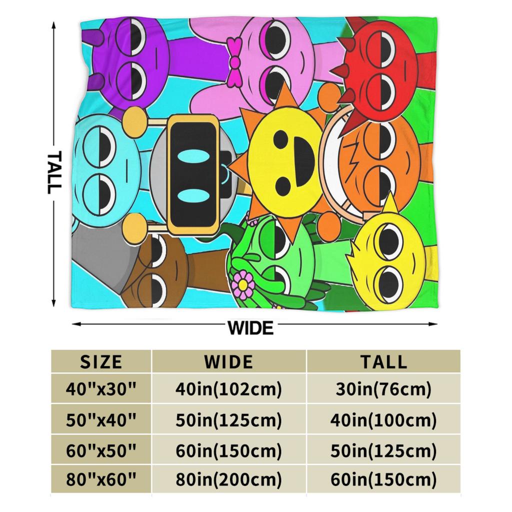 Sprunki Characters Game Flannel Blanket Vintage Throw Blankets for Home Hotel Sofa Bedspread,