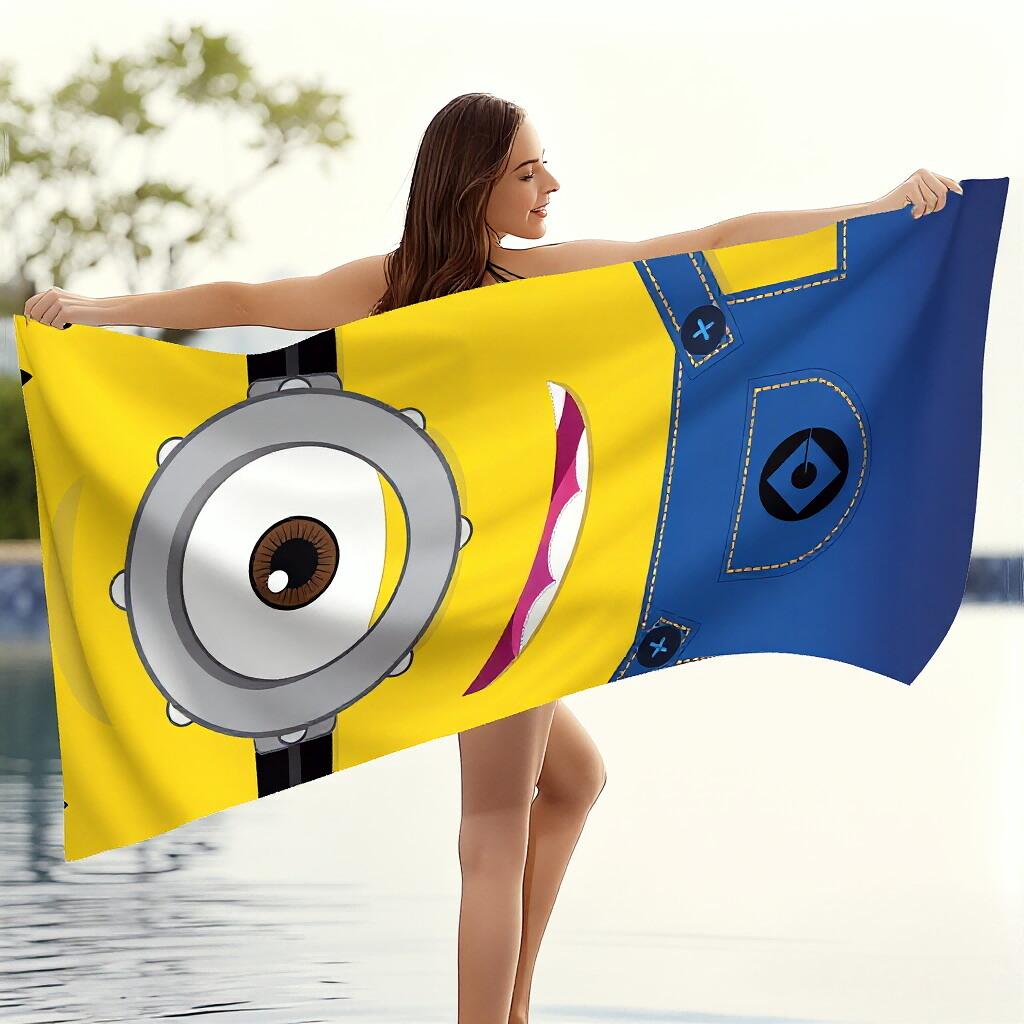 1pc Minions Microfiber Beach Towel, Lightweight Sand-Resistant, Multi-Use for Beach Yoga Camping Travel Pool Gym