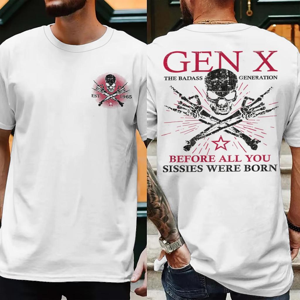 Stampato 1965 Divertente Generazione X Unisex Unisex Magliette La Generazione Badass Cresciuta Dai Teschi Streetwear Manica Corta Ropa Hombre Magliette