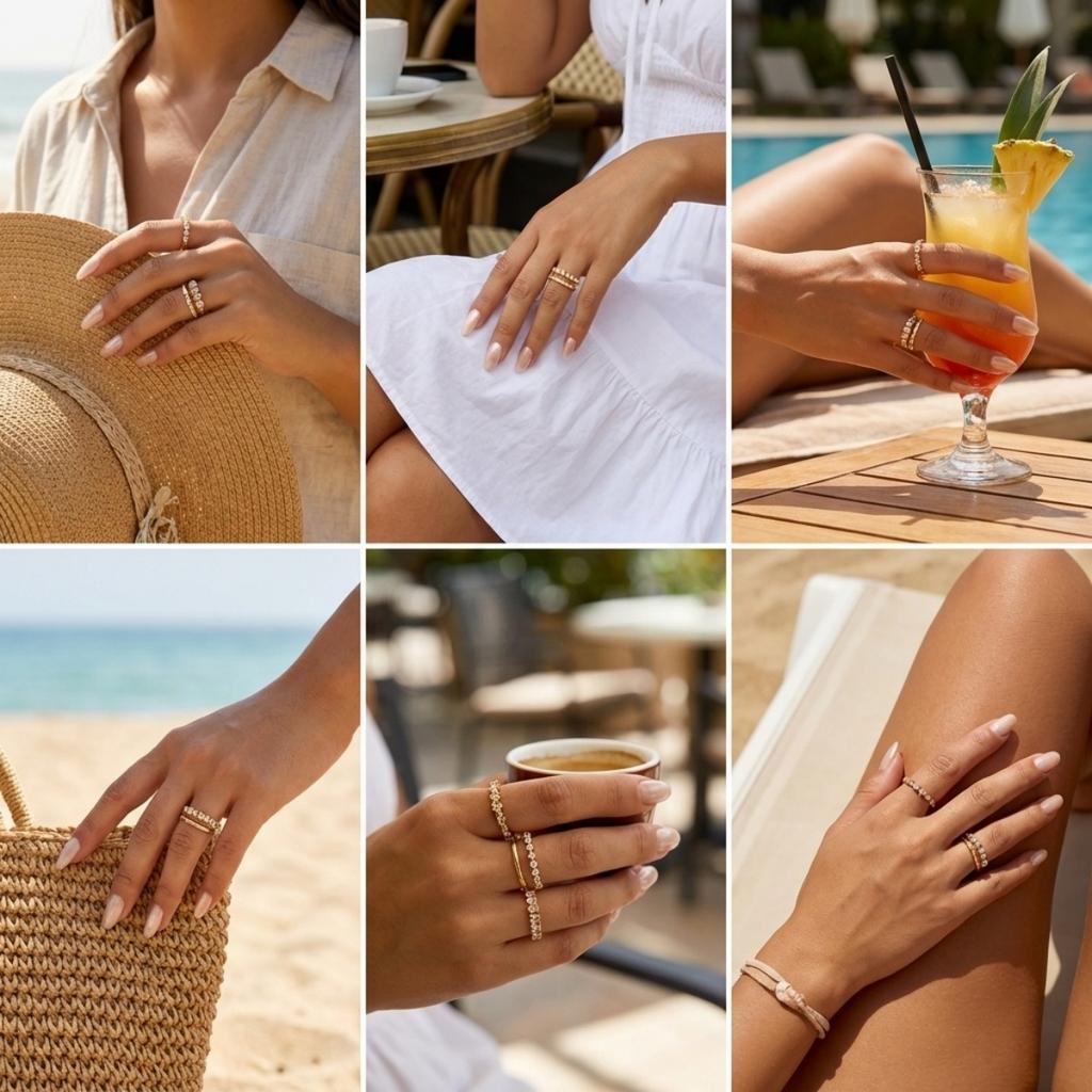 4Pcs/Set Simple Brass Inlaid Round Oval Square CZ Zircon Rings Set For Women Men Trendy Geometric Stackable Finger Ring Jewelry