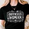 Difficult Woman Floral Linocut Shirt | Feminist Statement Tee