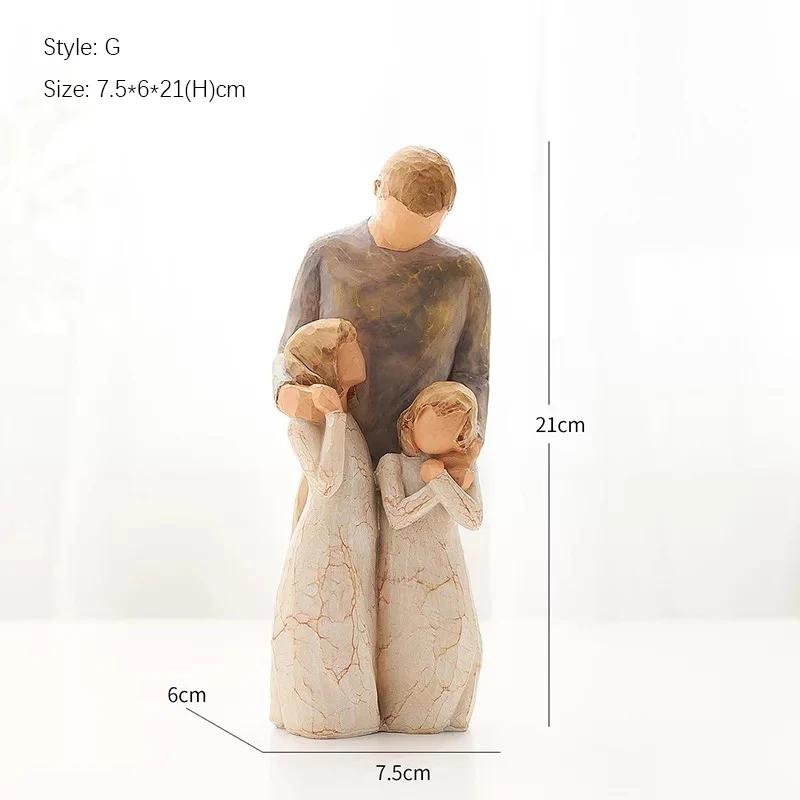 Rodinná pryskyřičná figurka v severském stylu – Láska a štěstí Domácí dekorace Ornament