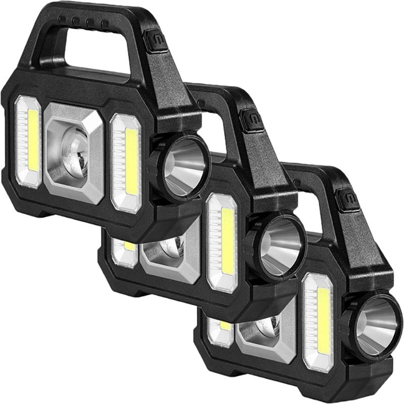 Solar Rechargeable Flashlight Zoomable Waterproof COB LED Torch Brightly Light Portable Powerful Lantern for Camping