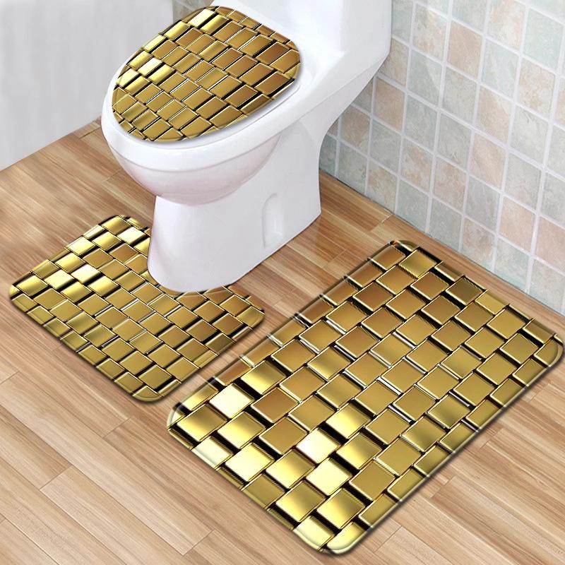 Textured Toilet Three-Piece Floor Mat Bathroom Three-Piece Carpet Doormat