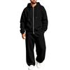 Lined Hooded Zip Up Two Piece Set for Casual Athletic Everyday Wear