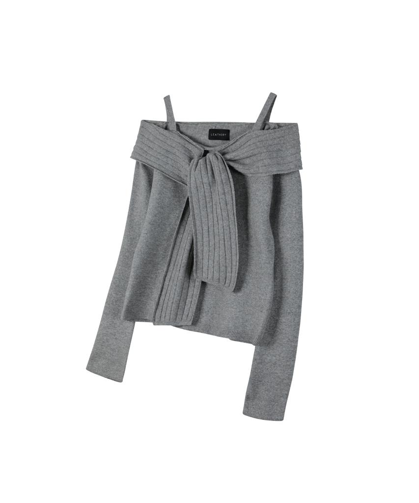 Ledeoli Soft Muffler Off-Shoulder Knit [Melange]