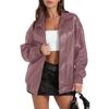 Women's Faux Leather Biker Jacket, Multi-Color Motorcycle Style Outerwear