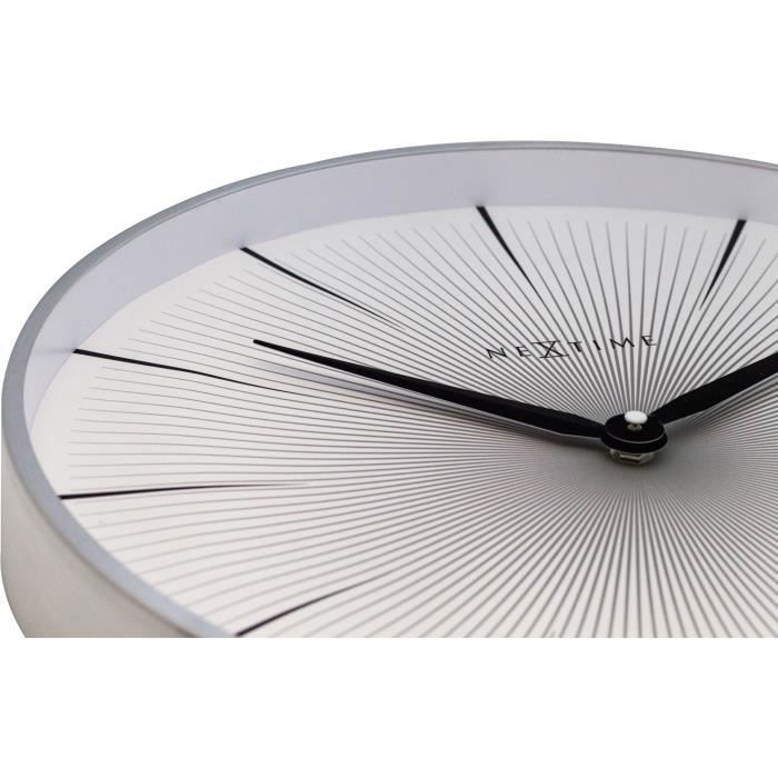 Horloge Murale - NeXtime - 2 Seconds - Ø 40 Cm - Métal - Blanc