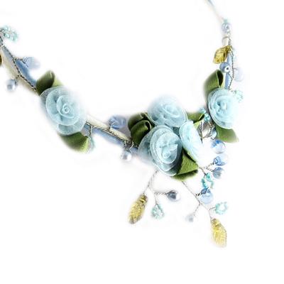 [D2081] - Blaue Designer-Halskette „Love Roses“