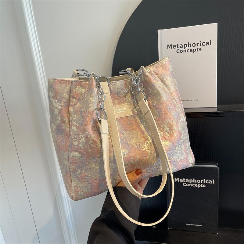 Vintage Tote Bag New Trendy Fashion Student Party Class Versatile Portable Shoulder Large Capacity Bag