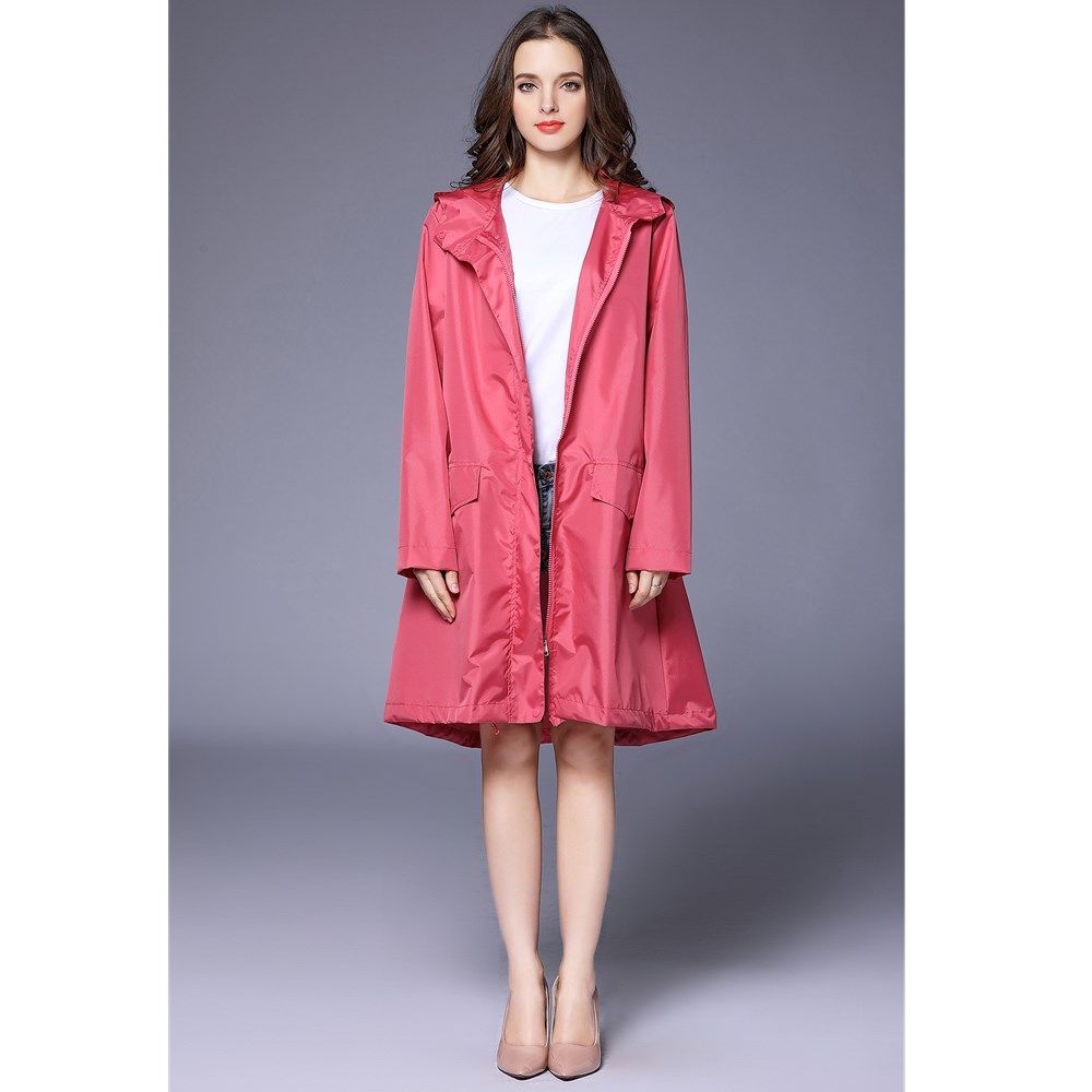 Damen Fastion grün karierter langer Regenmantel, wasserdichte Regenjacke, Mantel, Wander-Windjacke