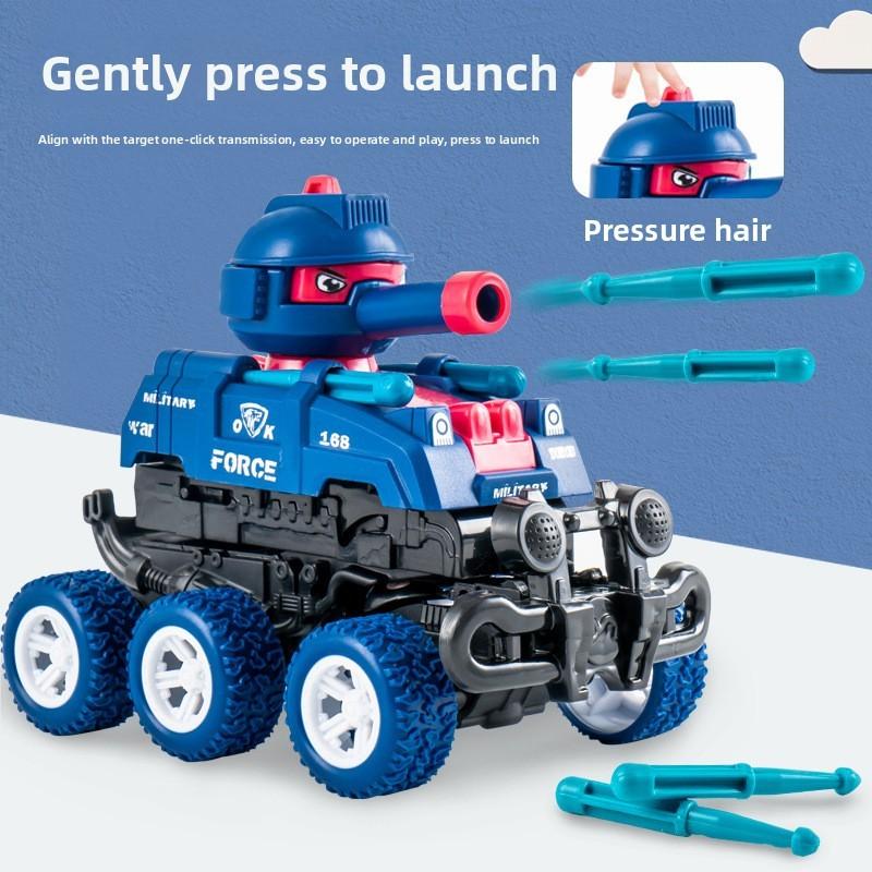 Inertia Impact Transforming Tank Toy For Kids With Shooting Function And Deformation