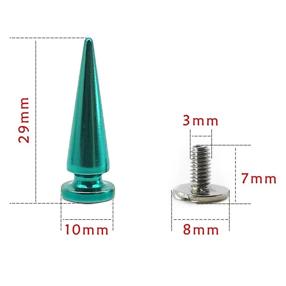 10 Sets Copper Bullet Rivets With Metal Screws – 10x26/29mm For Leather Crafts, Bags, Jeans, Canvas – 5 Colors (Green/Red/Bronze/Gold/Silver)