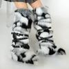 Women's Faux Fur Snow Boot Winter Warm Fluffy Long Furry Long Boots for Women Outdoor Fuzzy Knee-High Boots Plush Warm Snow Shoes for Outdoor Indoor