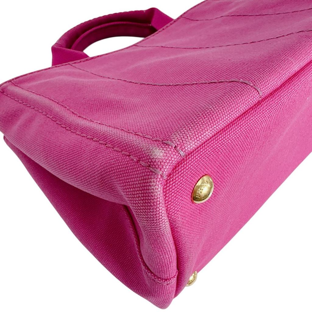 Prada Canvas Canapa Tote Bag Denim Pink Women BN2439 Used