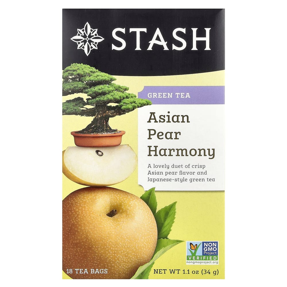 iHerb Stash Tea Зеленый чай Азиатская груша Гармония Чайные пакетики, 18 шт., 34 г (1,1 унции)