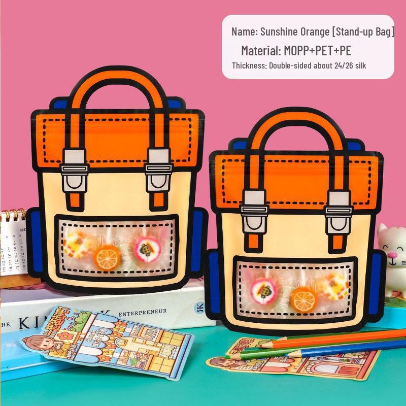 Cute Cartoon Book & Snack Gift Bag for Kids - Birthday or Children's Day Sealable Packaging