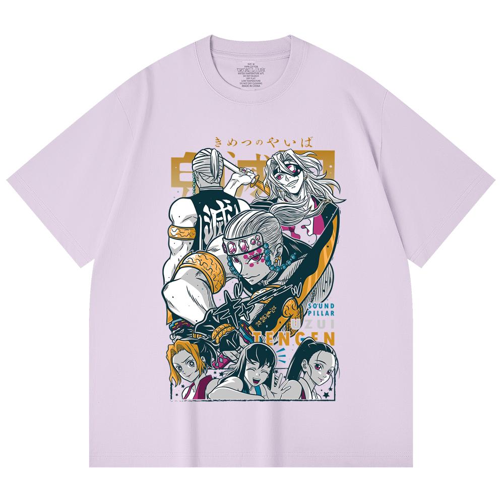 230 Gsm 100% Cotton Demon Slayer V65 Uzui Print Unisex Heavy Cotton T Shirt