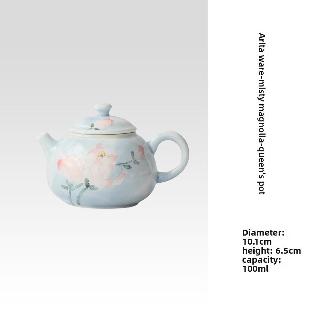 Hand Painted Underglaze Magnolia Ceramic Teapot Household Sketch Pot Kung Fu Tea Set Ball Hole Filter Princess Pot