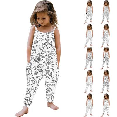 Toddler Kids Baby Girls Sleeveless DIY Sketches Summer Romper Jumpsuit Playsuit Clothes