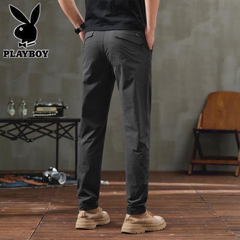 Playboy Men's Ice Silk Slim Straight Casual Pants