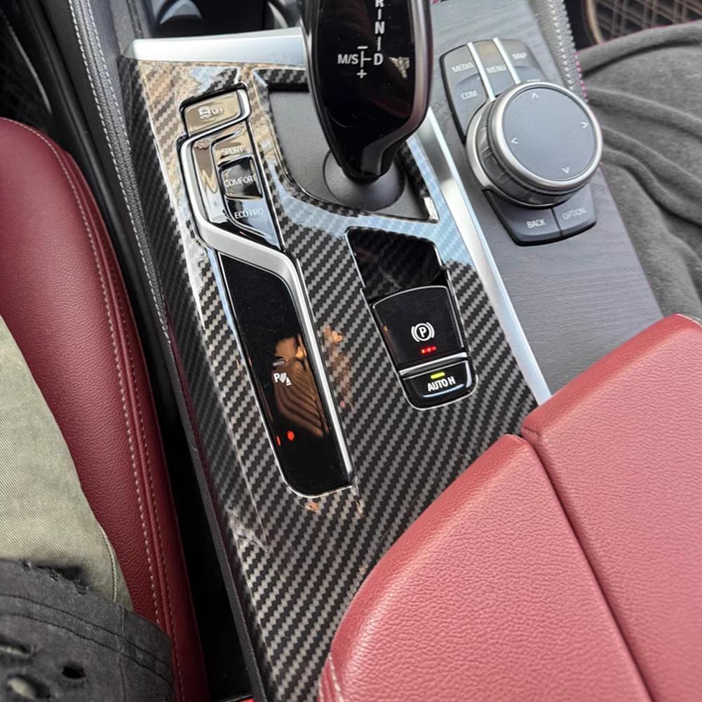 Carbon Fiber Style ABS Plastic Car Center Console Gear Shift Panel Cover Trim for BMW 5 Series G30 2017-2018 Car Sticker