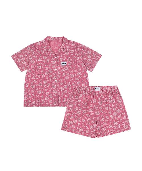 

[Poly] Unisex Romantic Gingham Short-Sleeve/Short-Pants Pajama Set [Shipped from Korea] 100% Authentic Red - S