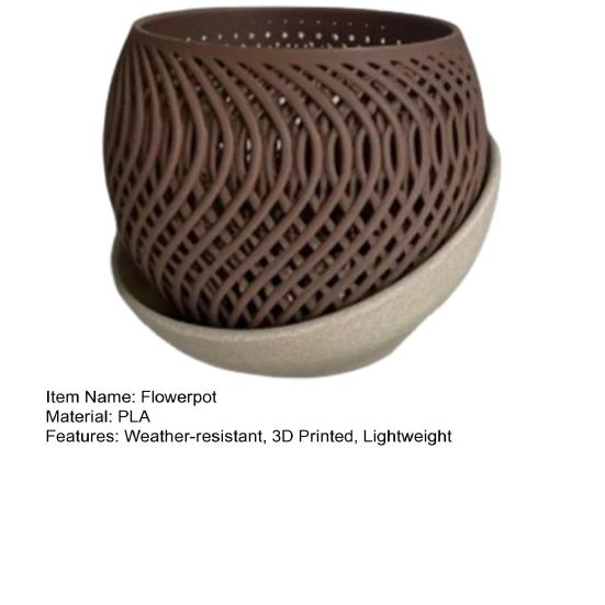 3D Printed Flower Pot Lightweight Plant Pot with Drainage Holes Orchid Planter with Saucer for Indoor Outdoor Plants Garden Home Decor