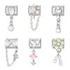 Women Zircon Heart Butterfly Moon Star Bow Pearl Pendant Italian Charm Links Fit 9mm Stainless Steel Bracelet DIY Making Gifts