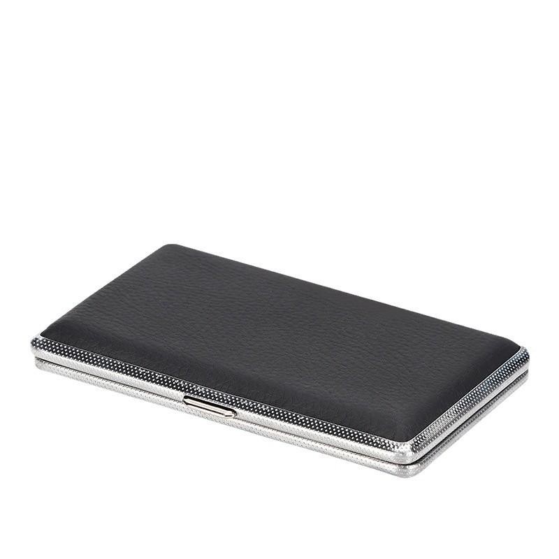 New 5.5 slim metal leather Cigarette case 20 pack portable personalized creative storage Cigarette Box Smoking Accessories