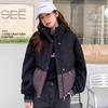 Splicing contrasting color down cotton vest women's new short stand-up collar vest warm versatile jacket