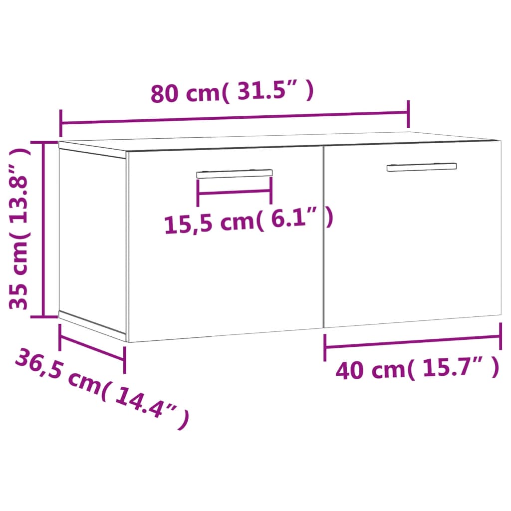 Wall Cabinet White 80x36.5x35 Cm Particleboard