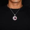 Trendy Hip Hop Round Photo Pendant Necklace with Copper and Zircon Inlays - Customizable